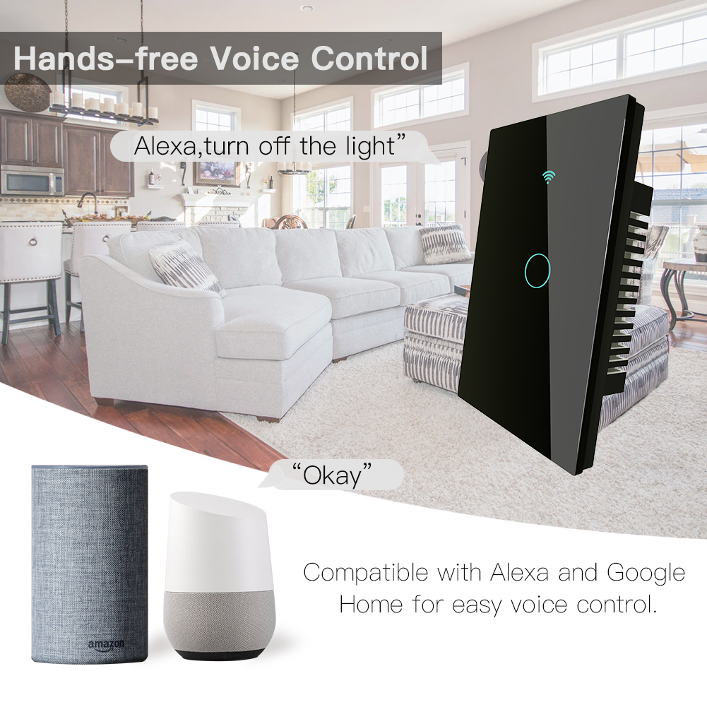 Energía Solar Malaga: 5 Interruptor táctil cristal negro, Interruptor inteligente Wifi, control por voz Alexa y Google Home - Imagen 5