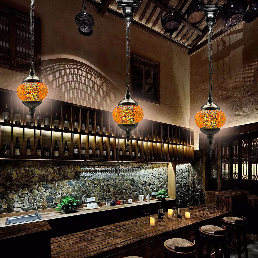 Energía Solar Malaga: 6 Lámpara echa a mano con mosaicos de cristal colores estilo árabe marroquí, portalámparas E27. - Imagen 6