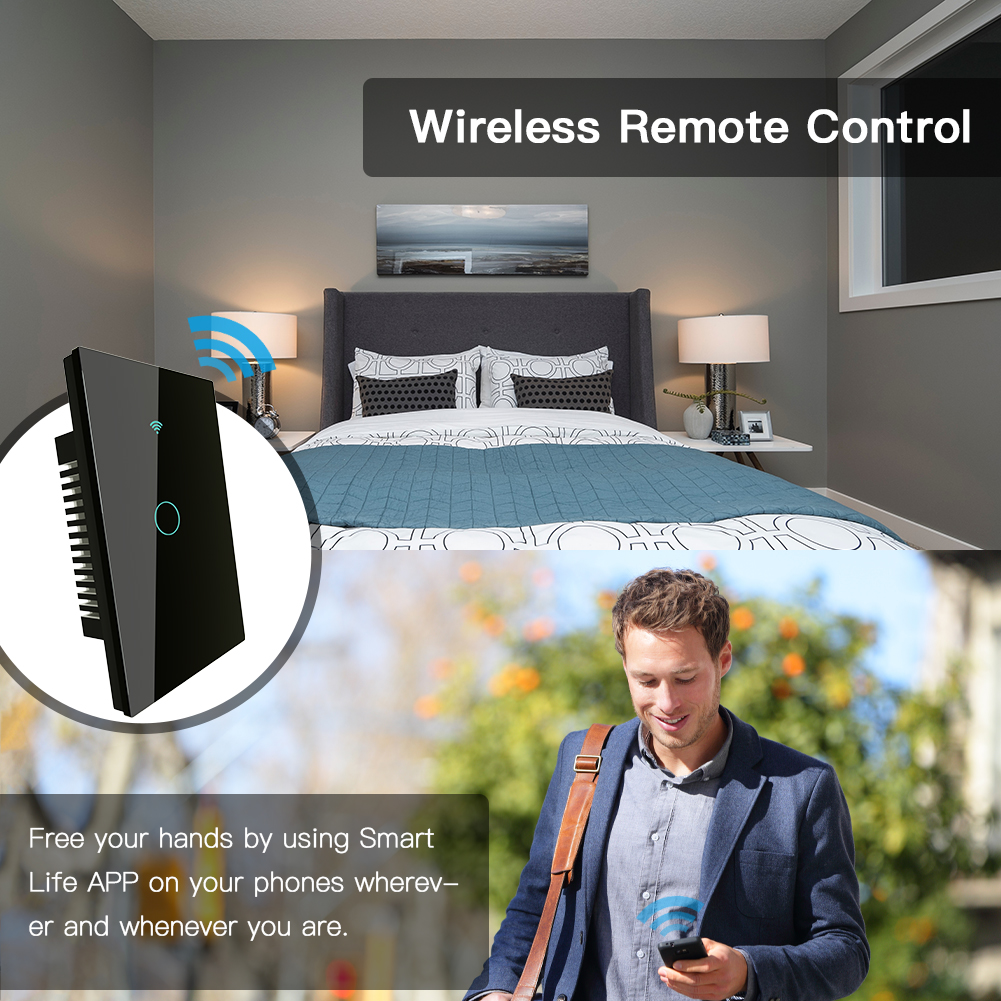 Energía Solar Malaga: 12 Interruptor táctil cristal negro, Interruptor inteligente Wifi, control por voz Alexa y Google Home - Imagen 12