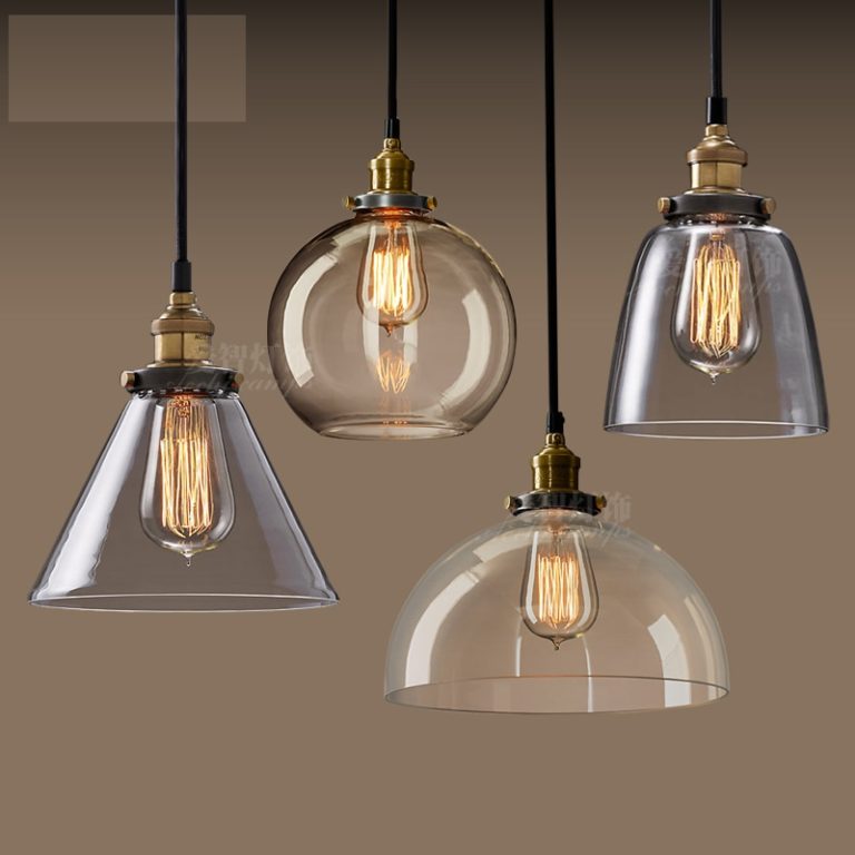 Lámpara colgante  cristal ámbar Retro americano E27