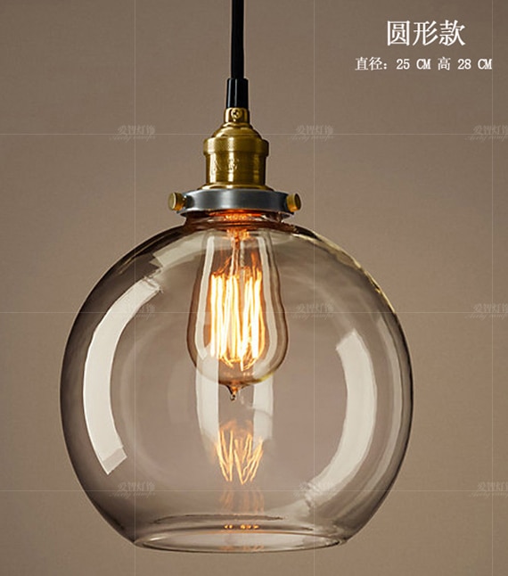 Energía Solar Malaga: 8 Lámpara colgante cristal ámbar Retro americano E27 - Imagen 8