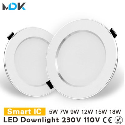 LED Downlight 3W 5W 7W 9W 12W 15W 18W empotrable redondo de la lámpara 220V 230V 240V 110V bombilla Led dormitorio cocina interior foco led