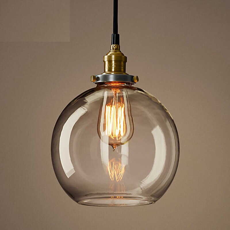 Energía Solar Malaga: 3 Lámpara colgante cristal ámbar Retro americano E27 - Imagen 3