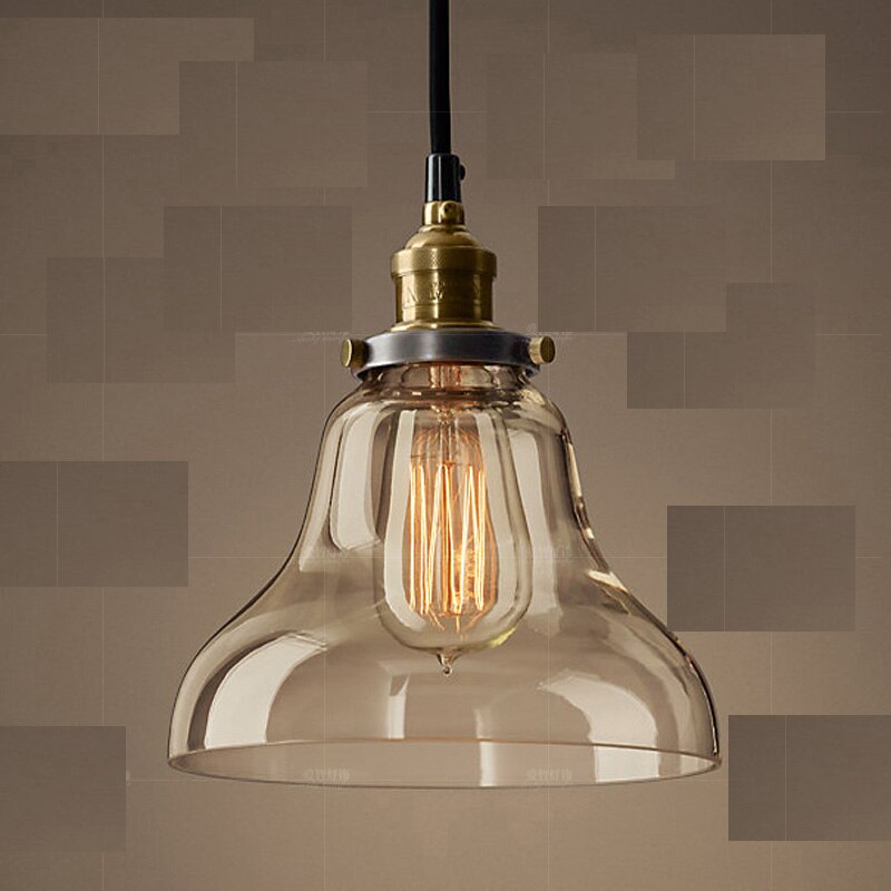 Energía Solar Malaga: 5 Lámpara colgante cristal ámbar Retro americano E27 - Imagen 5