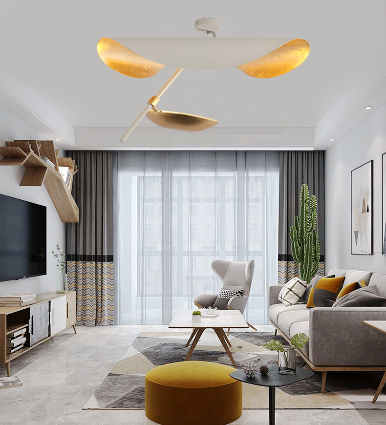 Energía Solar Malaga: 5 Lámpara de techo estilo ondulado reflejos dorados - Imagen 5