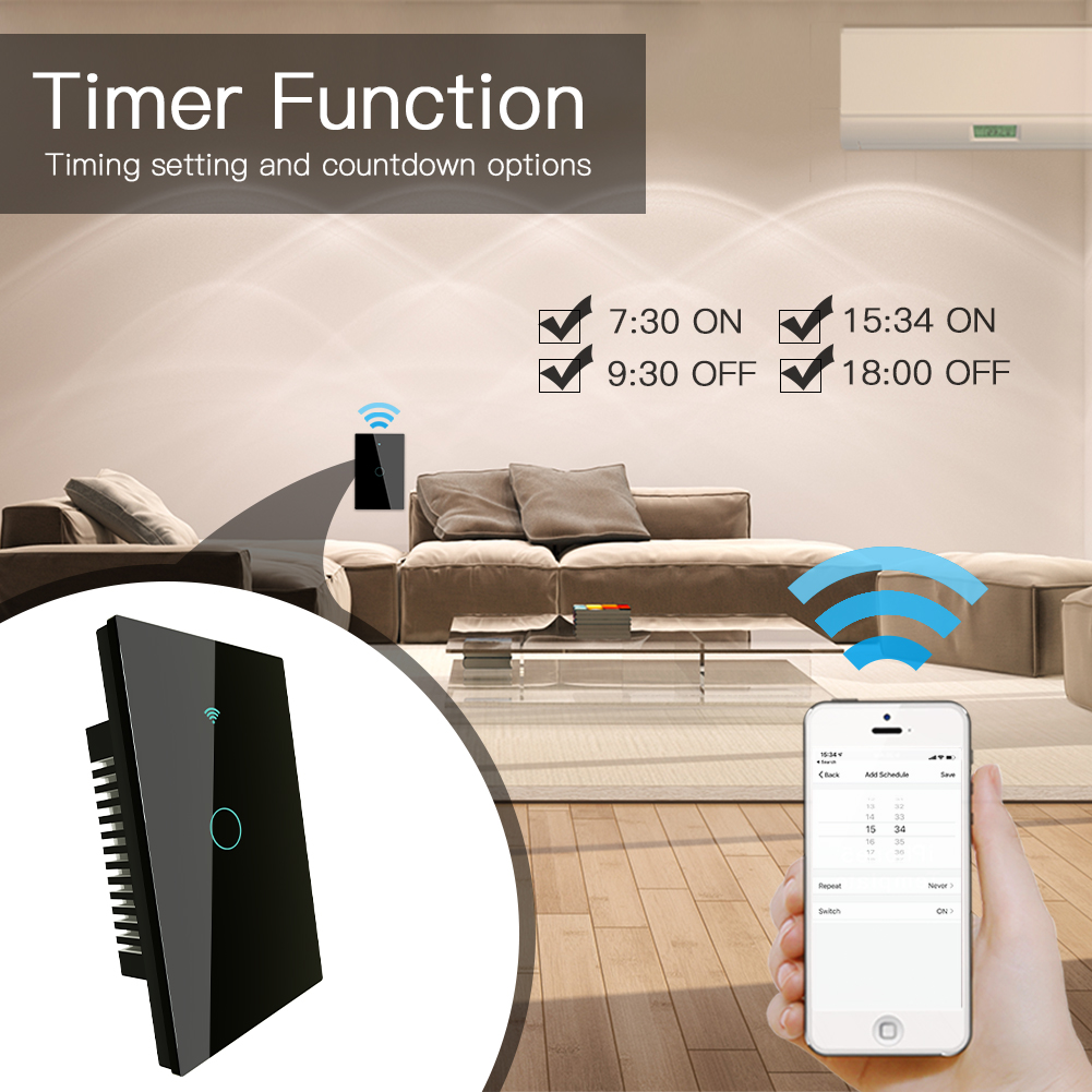 Energía Solar Malaga: 15 Interruptor táctil cristal negro, Interruptor inteligente Wifi, control por voz Alexa y Google Home - Imagen 15